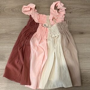 BiBi Peach and Beige Smocked top